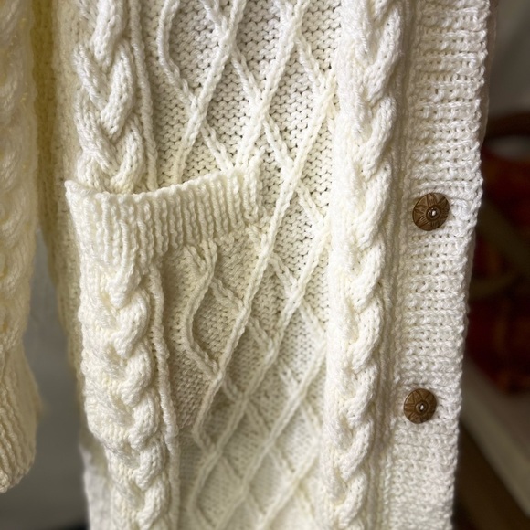 𝅺HANDMADE CABLE KNIT CARDIGAN SWEATER COAT - Picture 9 of 17